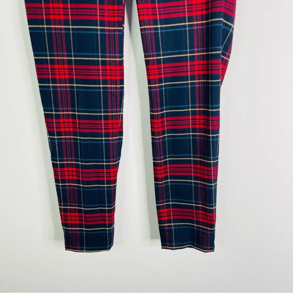 Banana Republic blue red plaid preppy flannel cropped ankle Hayden pants 0 - Picture 3 of 6